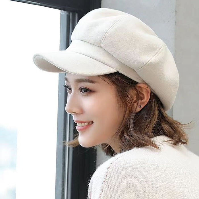 Wholesale Hat women's autumn and winter all-match octagonal hat woolen winter fashion beret