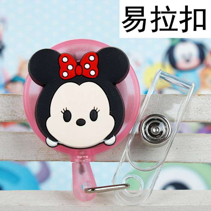 Wholesale Cartoon Badge Scroll Retractable Plastic Keychain JDC-KC-LuoKe001