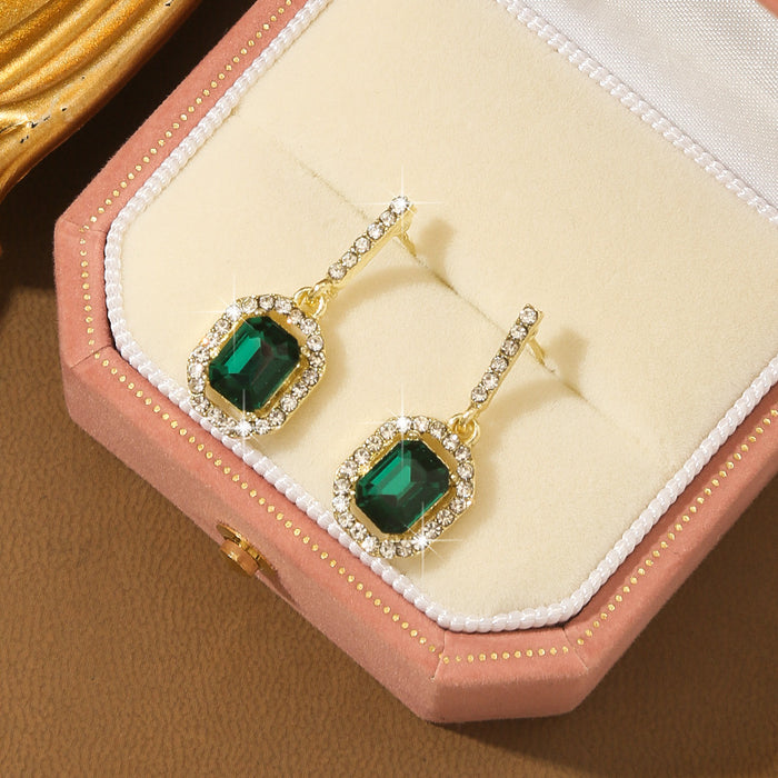 Wholesale Emerald Earrings Women's Internet Celebrity Elegant Earrings