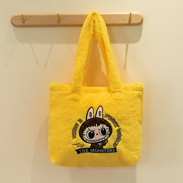 Wholesale Children' s plush bag new cartoon messenger bag large capacity pull cloth doll bag plush toy mobile phone bag