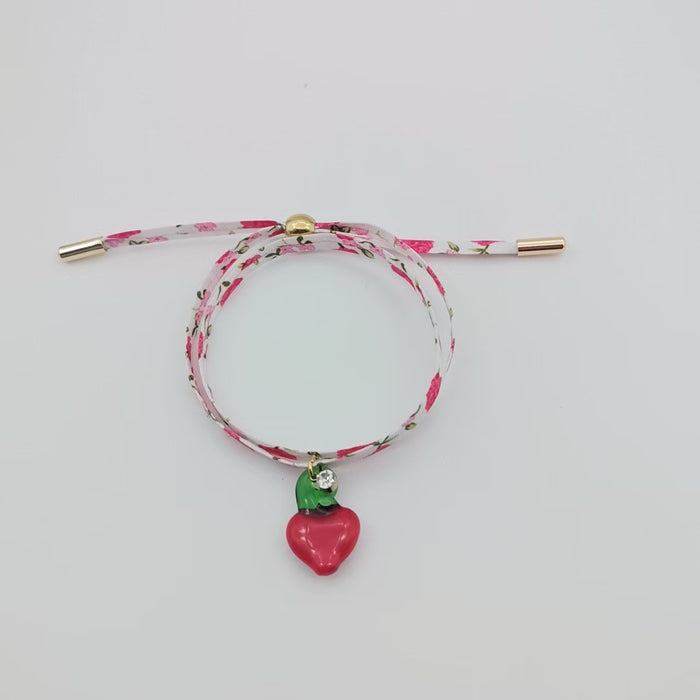 Wholesale Small floral cloth bracelet, personalized color, trendy color, glass beads, stainless steel adjustable bracelet