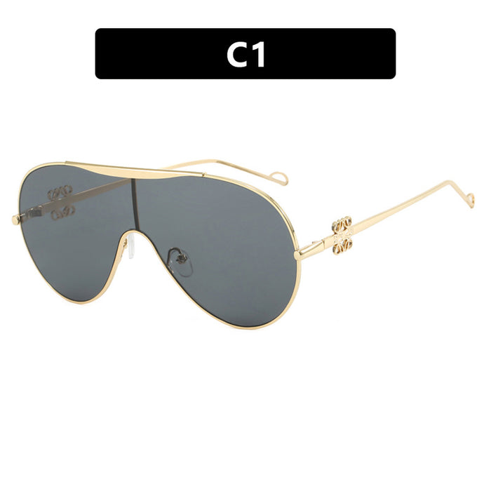 Wholesale Conjoined Sunglasses Pilot Frame Driving Sunglasses Premium Metallic Retro Sunglasses