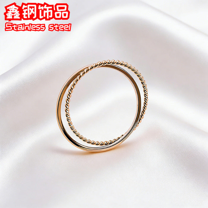 Wholesale Titanium Steel Twist Rings Plain Double Ring
