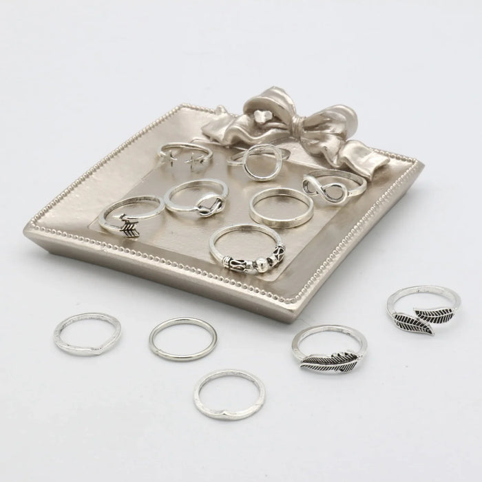 Wholesale Retro minimalist leaf knot ring ring