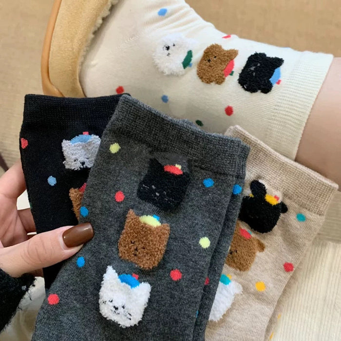Wholesale Colorful polka dot tube socks for girls, pure cotton pile socks