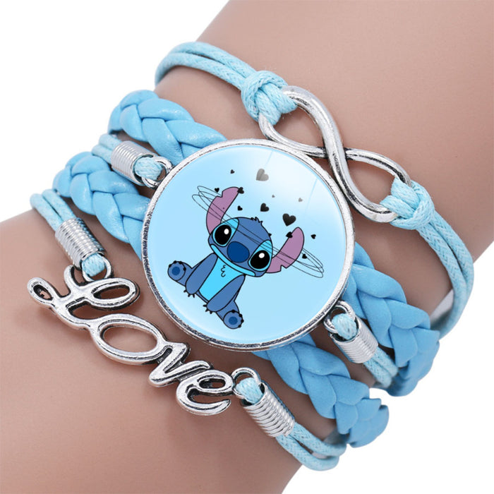 Wholesale Time Gemstone Multi-layered Leather Blue Bracelet JDC-BT-DMu004