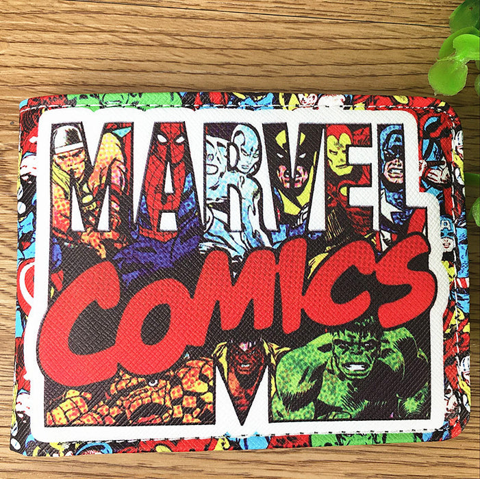 Wholesale Fashion Retro Superhero Bifold Wallet PU Leather Card Holder For Men Women