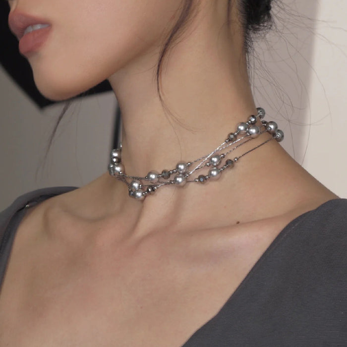 Wholesale Premium pearl necklace, sweater chain, niche design, light luxury collarbone chain, neck chain
