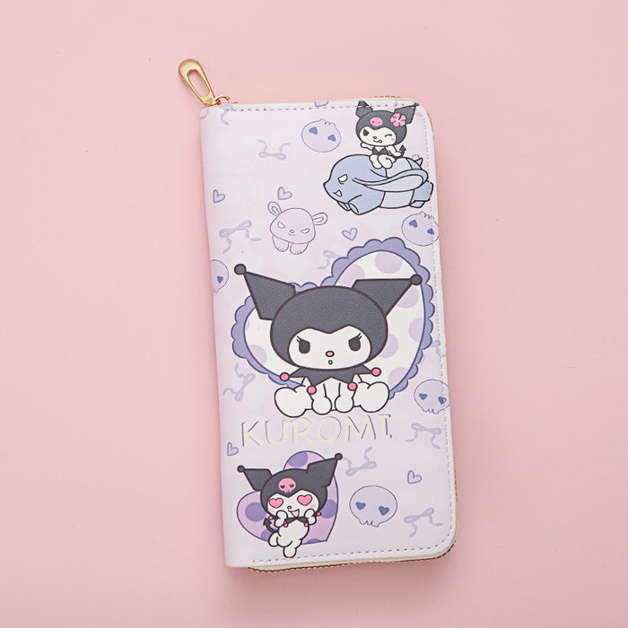 Wholesale Long Wallet Female Student Cartoon Kuromi Fresh New Large Capacity Mobile Phone Wallet Zipper Card Bag Clutch Bag JDC-WT-QT009