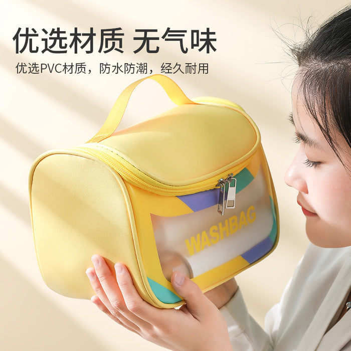 Wholesale Stylish Waterproof PVC Travel Toiletry Bag Large Capacity Handheld Cosmetic Pouch Colorful Curved Design For Travel Gift Everyday Use