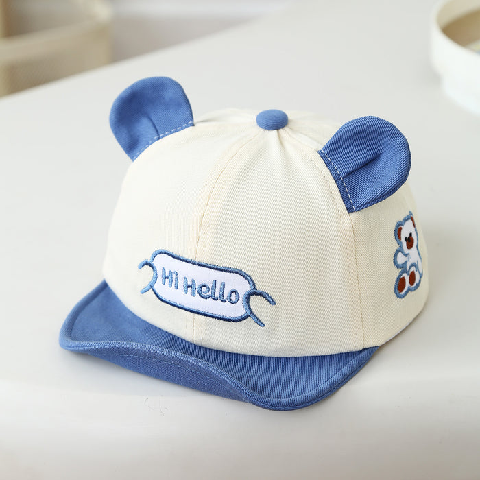 Wholesale Cute Red Letter Bear Baby Baseball Cap Soft Brim Sun Hat For Toddler Boys Girls