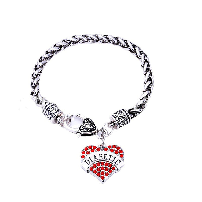 Wholesale Zinc Alloy Diamond-Encrusted Heart Bracelet