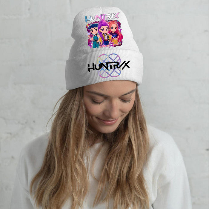 Wholesale Stylish knitted hat rolled brim and printed knit