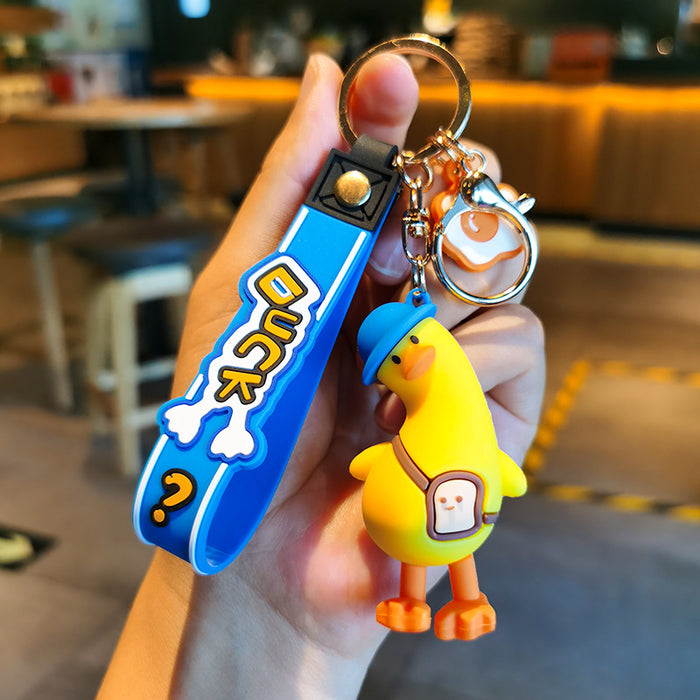 Wholesale Cartoon Cute Tilting Duck Soft Pvc Keychain JDC-KC-YMeng021