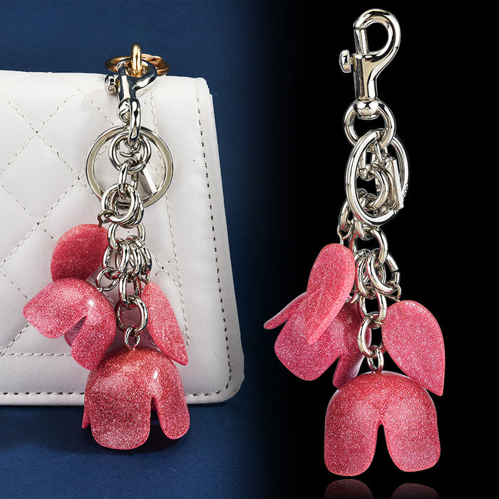 Wholesale Resin tassel rose keychains