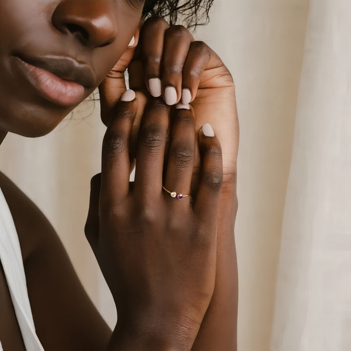 Wholesale Elegant and simple inlaid diamond copper zircon ring