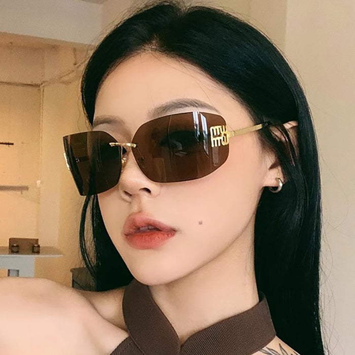 Wholesale Frameless sunglasses, light luxury and high-end retro street photography sunglasses