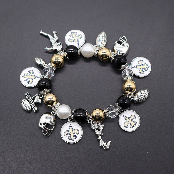 Wholesale Soccer Team Stretch Beaded Bracelet Unisex Steelers Saints
