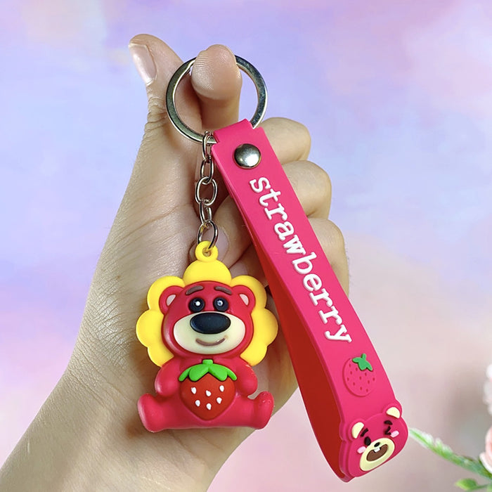 Wholesale Cartoon  bear keychain cute key chain doll claw  silicone key pendant car bag ornaments