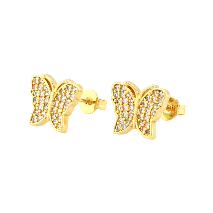 Wholesale 18K Gold-plated Copper-plated Zircon Heart-shaped Earrings JDC-ES-TianYi005