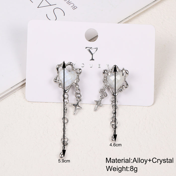 Wholesale Four-Pointed Star Tassel Heart Earrings