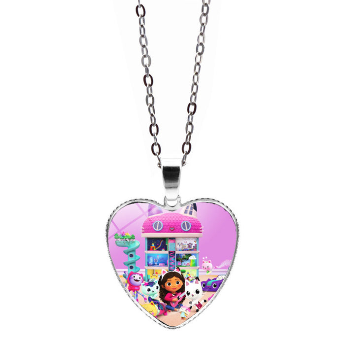 Wholesale Anime Gabby's Dollhouse Love Necklace Jewelry Girl Gift Cartoon Heart Pendant Sweater Chain JDC-NE-JY004