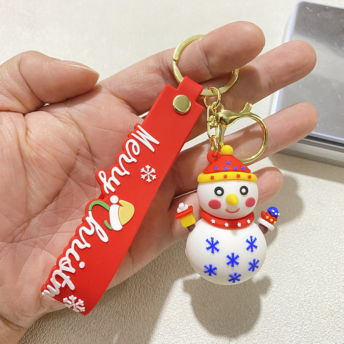 Wholesale Santa Snowman Keychain Car Bag Christmas Snowman Keychain Doll Machine Pendant Small Gift