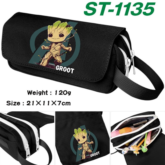 Wholesale Cartoon Canvas Pencil Case Double Layer Large Capacity Waterproof With Handle For Students