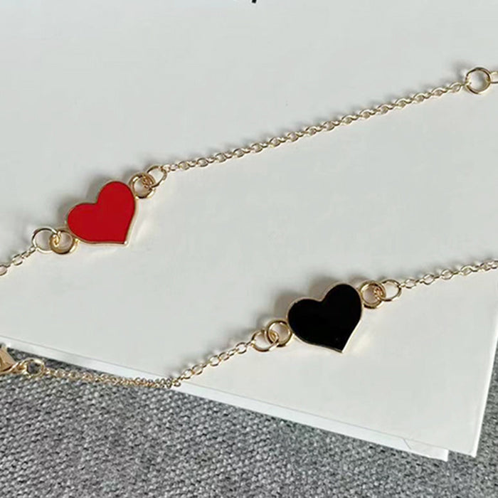 Wholesale Minimalist Alloy Heart-shaped Oil Dripping Bracelet with Heart-shaped Accessories JDC-BT-AH003