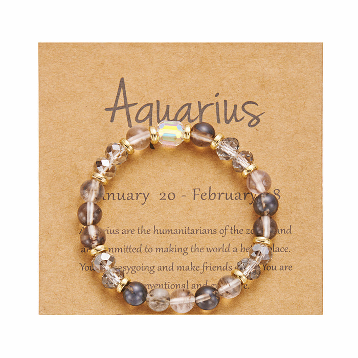 Wholesale twelve constellation bracelet imitation natural stone beaded bracelet color stone constellation paper card bracelet