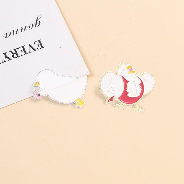 Wholesale Zinc Alloy Enamel Funny Duck Brooch Pin Cartoon Animal Badge Cute Fashion Accessory
