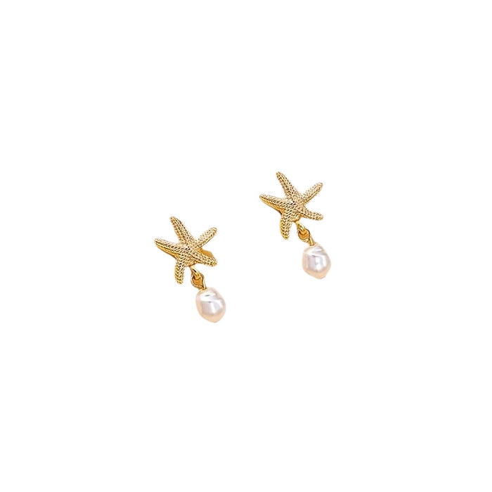 Wholesale Creative New Pearl Starfish Earrings Women's Seaside Vacation Style Earrings