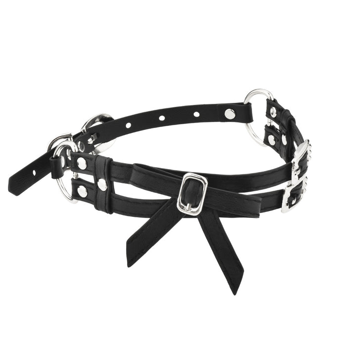 Wholesale Double Bow Choker Necklace Adjustable Leather Women Fashion Accessory Gift Boutique Resale