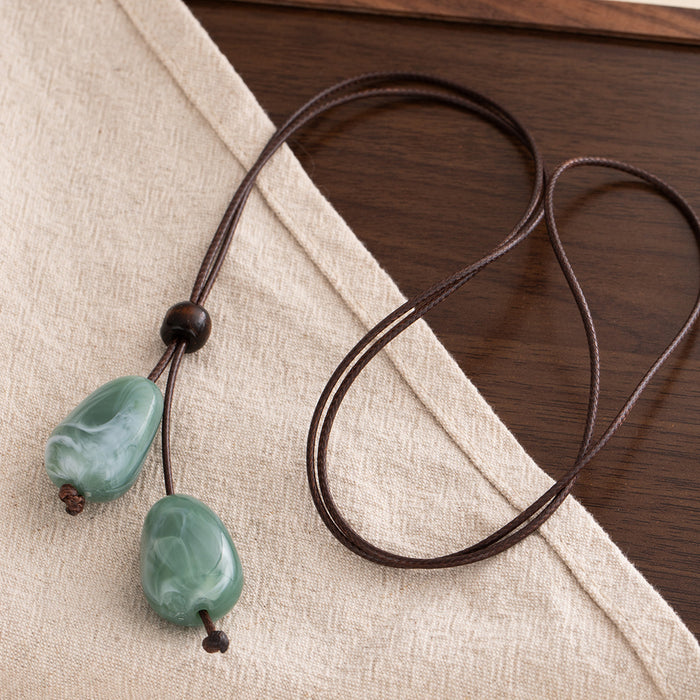 Wholesale Retro Bohemian Ethnic Style Leaf Long Cut Out Geometric Clavicle Chain Zen Style Versatile Personalized Sweater Chain