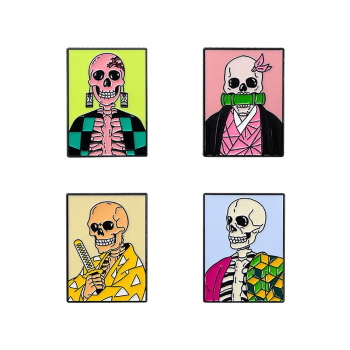 Wholesale  Skull Series Oil Drop Metal Badge Ghost Blade Cartoon Brooch Schoolbag Decoration Pin