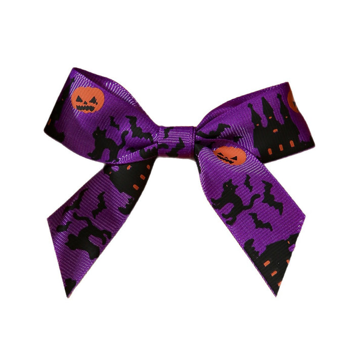 Wholesale Cloth  Bow Hair Clips Witch Bat Print For Women Hair Accessory