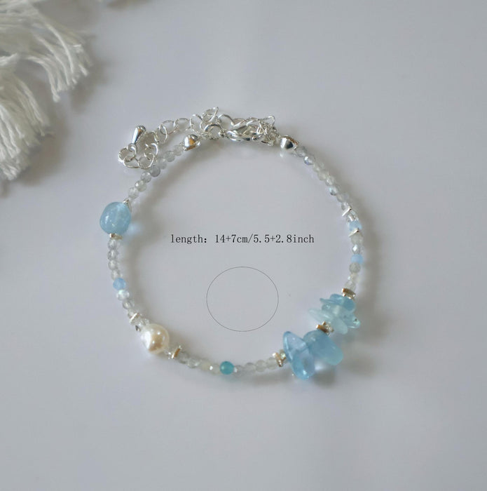 Wholesale Simple and high-end jewelry, natural sea blue treasure crushed lime, moonlight pearl bracelet