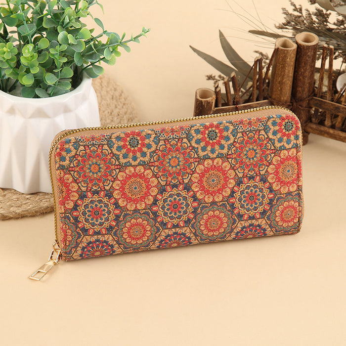 Wholesale PU Leather Long Wallet with Geometric Pattern Zip Around Closure MOQ≥3