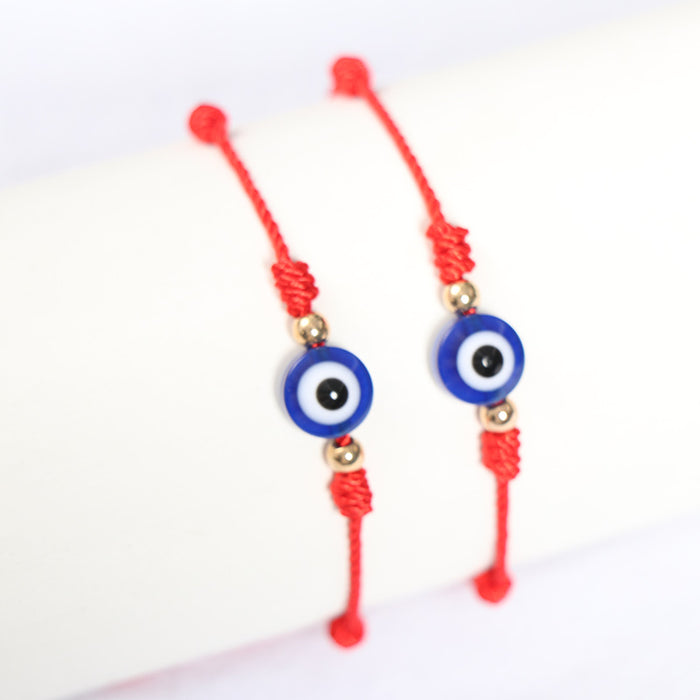 Wholesale Woven Red Rope Devil's Eye Bracelet 7 Knot Hand-woven Creative Couple Knot Card Jewelry