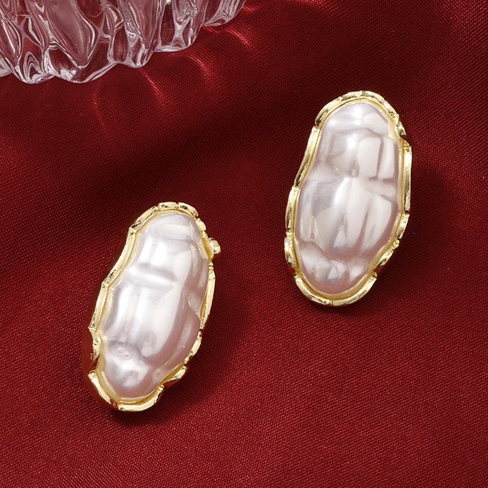 Wholesale Pearl earrings, retro geometric temperament, niche personality, exaggerated earrings, earrings