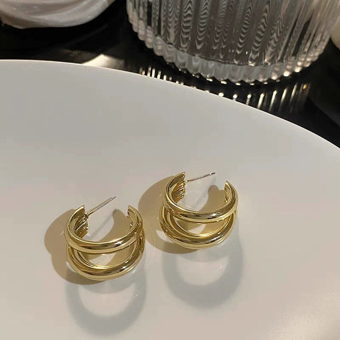 Wholesale Geometric Round Gold Hoop Earrings Trendy Jewelry Accessory MOQ≥3