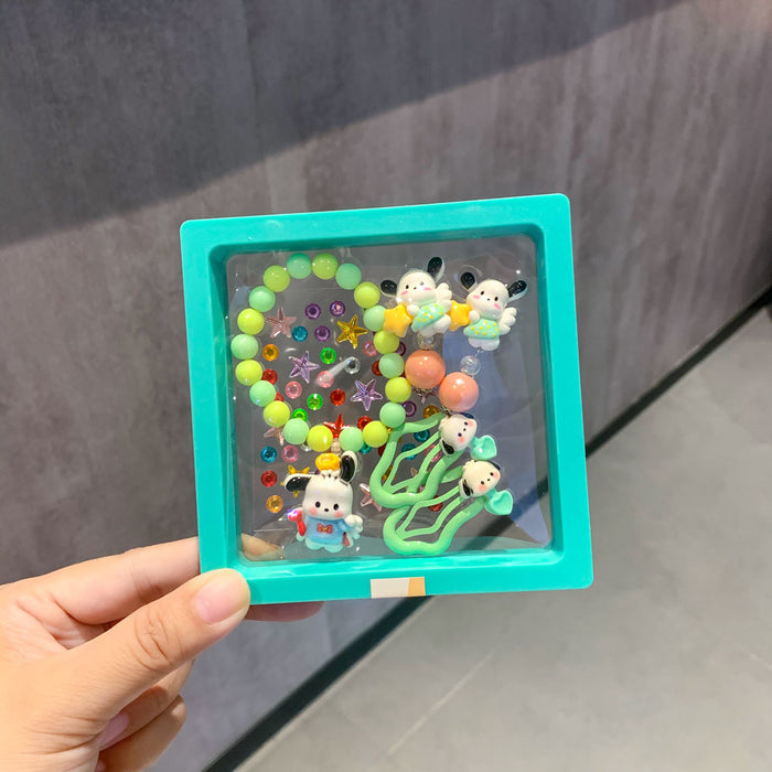 Wholesale Children's Bracelet Gift Box Set Cartoon Earrings Cute Hairpin Princess Face Sticker