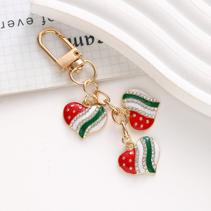 Wholesale American Independence Day Flag Series Heart Shape Alloy Keychain JDC-KC-ChaoK046