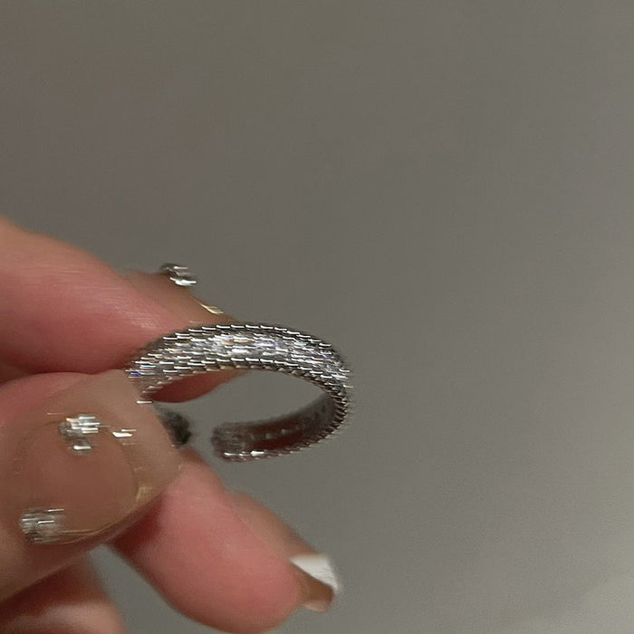Wholesale Plain Zircon Metal Open Ring Set for Female Niche Design, High Grade, Finger Ring, Simple Ring