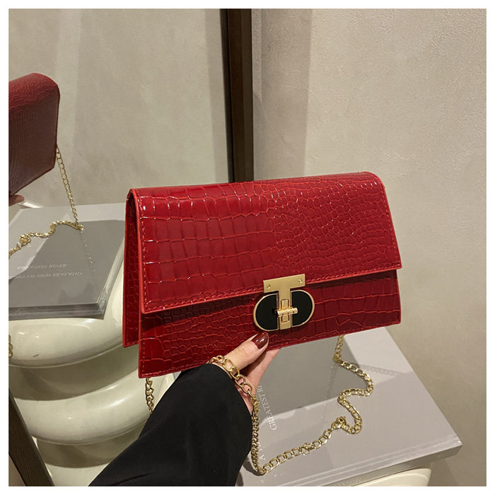 Wholesale Crocodile-patterned chain shoulder crossbody small square bag