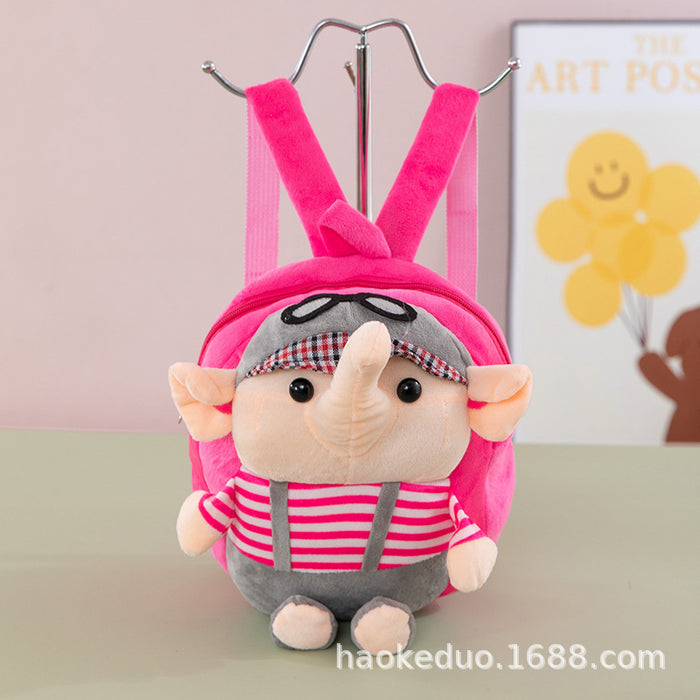 Wholesale Plush small backpack kindergarten school bag cartoon cute girl boy plush backpack