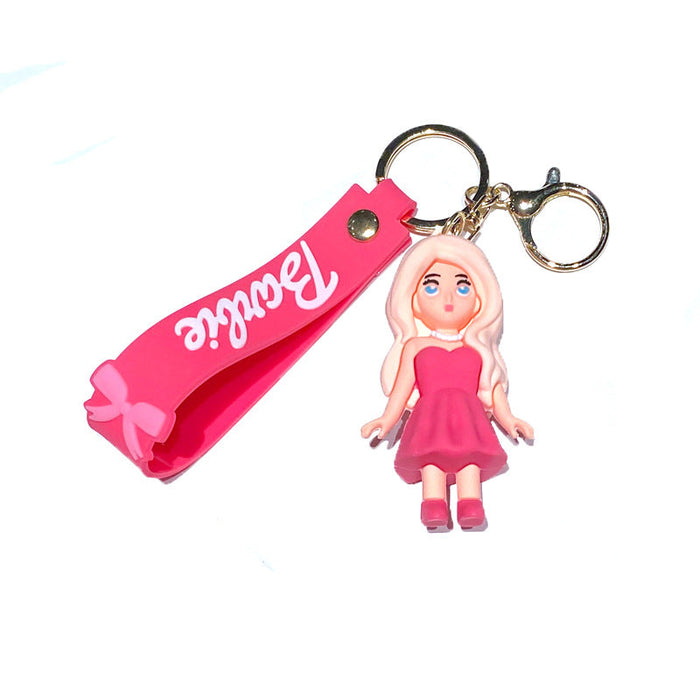 Wholesale 2023 New Pink Princess Girl Silicone Keychains JDC-KC-GongZe002