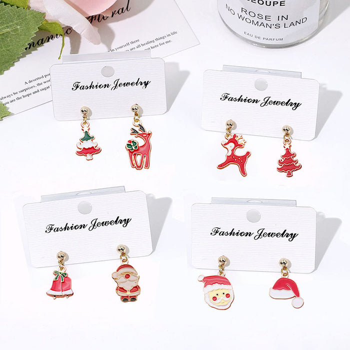 Wholesale S925 Silver Post Christmas Earrings Santa Deer Snowflake Studs for Women Party Gift Fashion Accessory