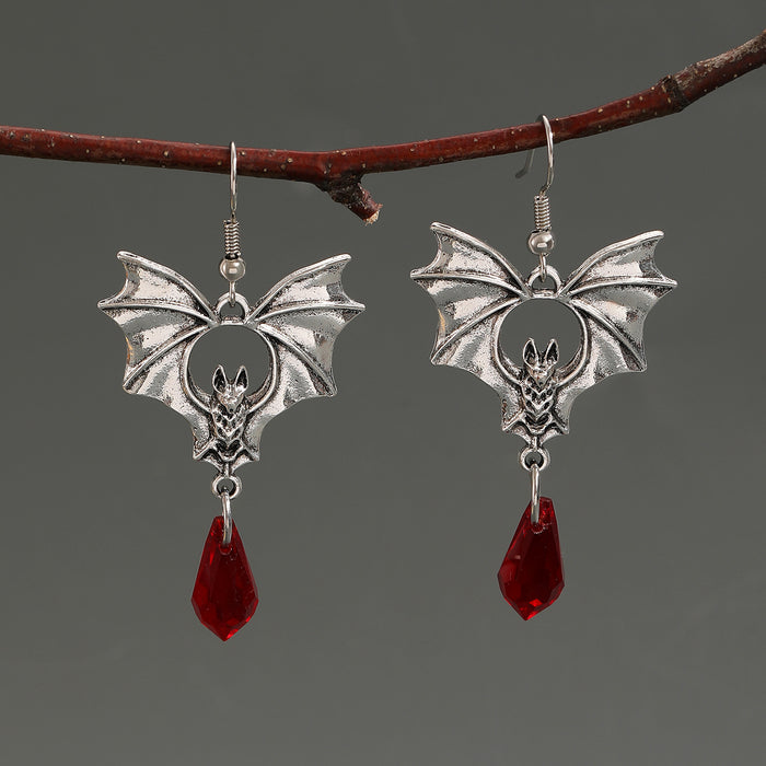 Wholesale Dark Gothic Punk Style Black Bat Red Crystal Earrings Women  Earrings