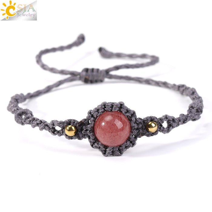 Wholesale Natural Crystal Amethyst Beaded Bracelet Handwoven Adjustable Design Office Lady Style Gift Jewelry